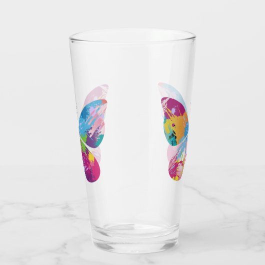 Colorful Patchwork Butterflies Drink glas (Rechts)
