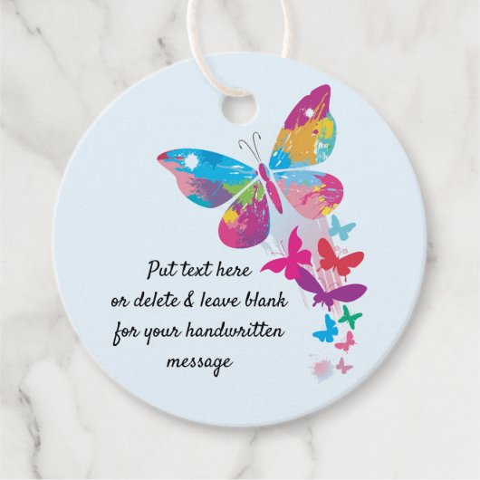 Colorful Patchwork Butterflies Favor Kaart Bedankjes Labels (Voorkant)