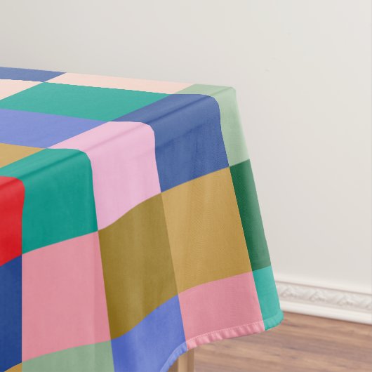 Colorful Patchwork Checkerboard Modern Holiday Tafelkleed (Voorbeeld)