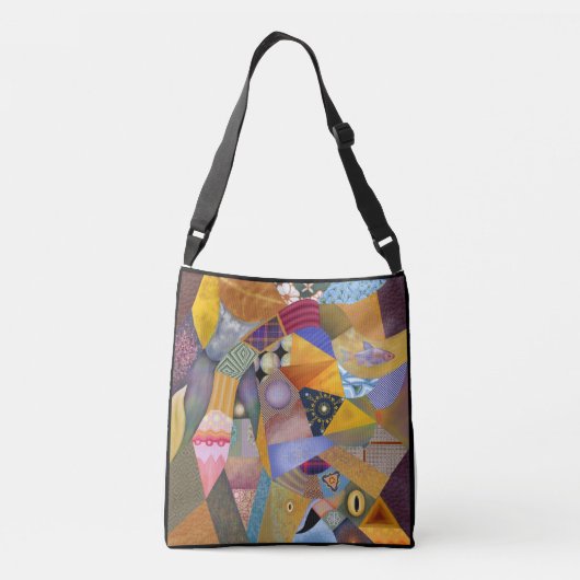 Colorful Patchwork Collage Crossbody Tas (Achterkant)