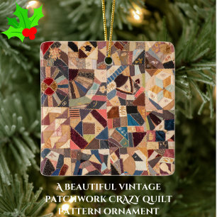 Colorful  Patchwork Crazy Quilt Keramisch Ornament