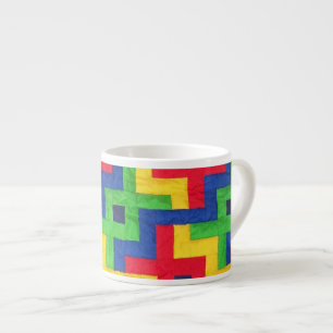 Colorful Patchwork Design Espresso Coffee Mok