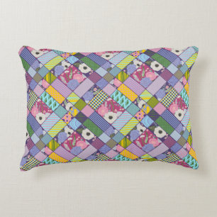 Colorful Patchwork Patroon Geometric Flowers Stipp Accent Kussen