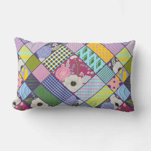 Colorful Patchwork Patroon Geometric Flowers Stipp Kussen