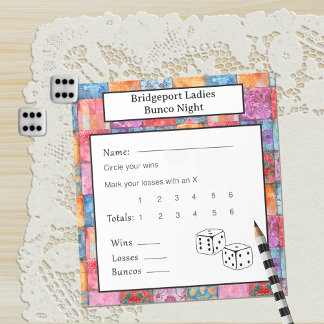 Colorful Patchwork Print Bunco Night Notitieblok
