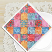 Colorful Patchwork Print Monogram Servet