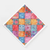 Colorful Patchwork Print Monogram Servet (Hoek)