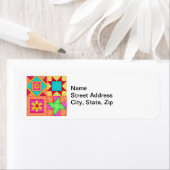 Colorful Patchwork Quilt Art Etiket (Insitu)