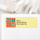 Colorful Patchwork Quilt Art Etiket (Insitu)