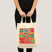 Colorful Patchwork Quilt Art Grocery Tote Bag (Voorkant (product))