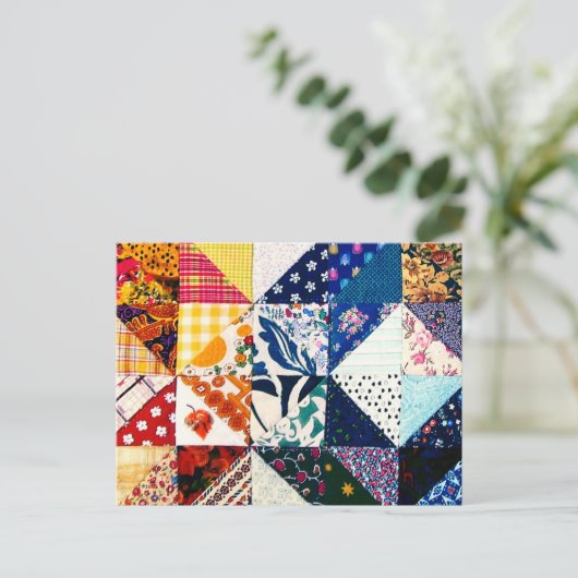 Colorful Patchwork Quilt Crafter's Postcard Briefkaart (Staand voorkant)