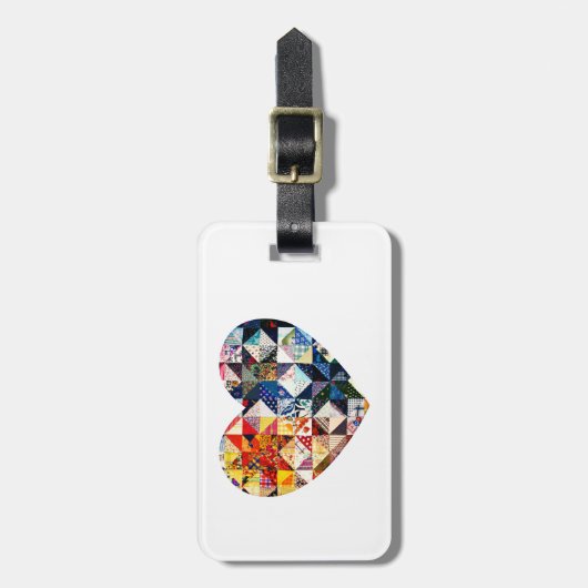 Colorful Patchwork Quilt Heart Bagagelabel (Voorkant verticaal)