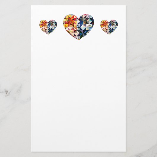 Colorful Patchwork Quilt Heart Briefpapier (Voorkant)