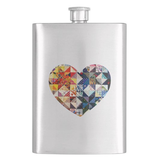Colorful Patchwork Quilt Heart Heupfles (Voorkant)