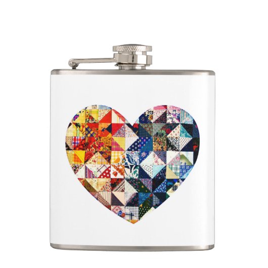 Colorful Patchwork Quilt Heart Heupfles (Voorkant)