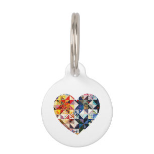 Colorful Patchwork Quilt Heart Huisdierpenning