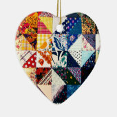 Colorful Patchwork Quilt Heart Keramisch Ornament (Rechts)