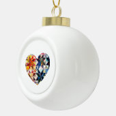 Colorful Patchwork Quilt Heart Keramische Bal Ornament (Rechts)