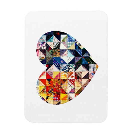 Colorful Patchwork Quilt Heart Magneet (Verticaal)