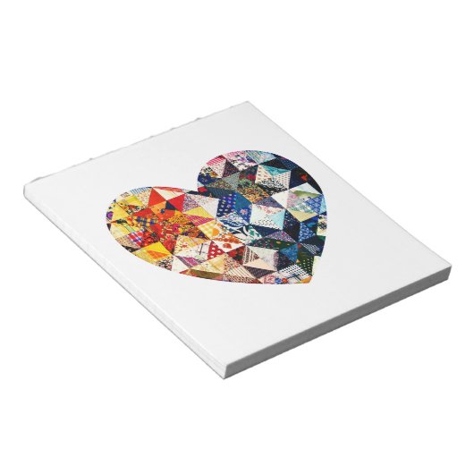 Colorful Patchwork Quilt Heart Notitieblok (Schuin)