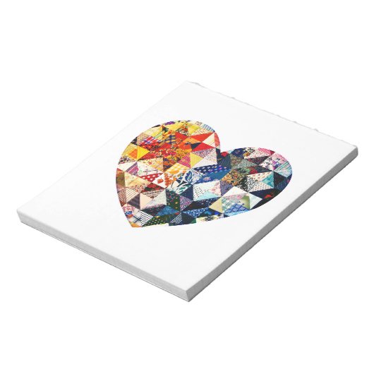 Colorful Patchwork Quilt Heart Notitieblok (Linkerzijde)