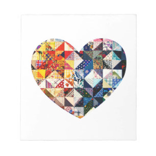 Colorful Patchwork Quilt Heart Notitieblok