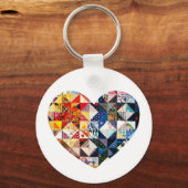 Colorful Patchwork Quilt Heart Sleutelhanger (Voorkant)