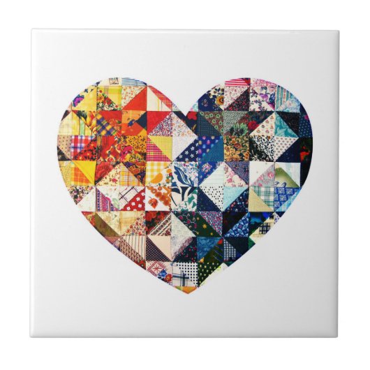 Colorful Patchwork Quilt Heart Tegeltje (Voorkant)