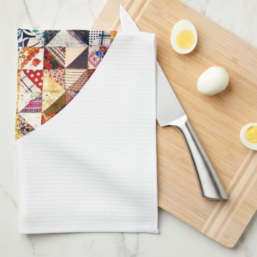 Colorful Patchwork Quilt Heart Theedoek (Quarter Fold)