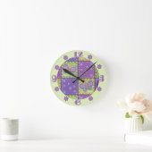 Colorful Patchwork-wandklok Ronde Klok (Huis)