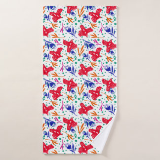 Colorful pattern of birds, flowers, circles badhanddoek