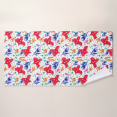 Colorful pattern of birds, flowers, circles badhanddoek (Badhanddoek)