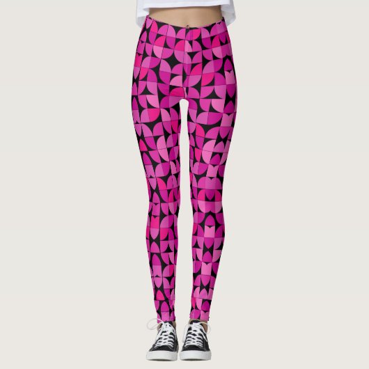 Colorful Pattern, Pink, Roos, Floral Pattern Leggings (Voorkant)