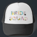 Colorful Pattern Typography Modern Bride Squad Pet<br><div class="desc">Festive-vrachtwagenhoed met BRIDE SQUAD in kleurrijke moderne typografie met gemengde patronen. Dit zal perfect zijn voor vrijgezellenfeesten en bacheloretfeesten. Overeenkomende objecten zijn beschikbaar.</div>