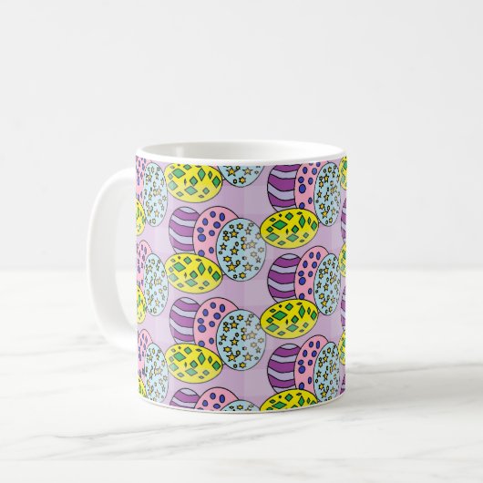 Colorful Patterned Eggs Easter Koffiemok (Voorkant links)