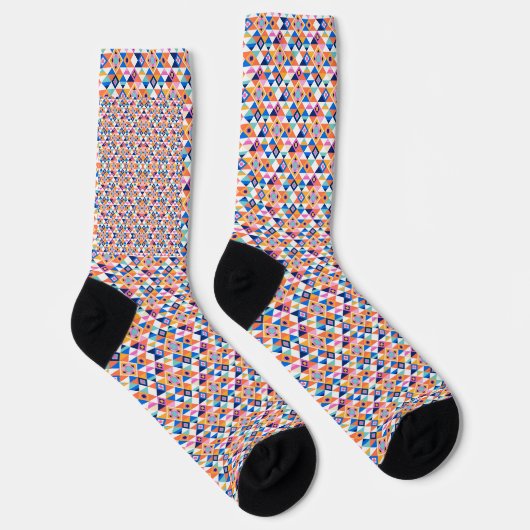 Colorful patterned socks with black heels and toes sokken (Rechts)