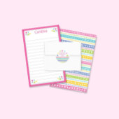 Colorful Patterns Kids Lined Letter Writing Paper