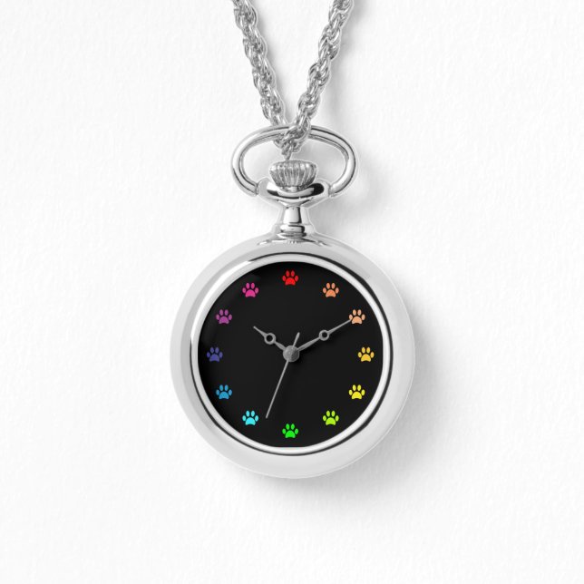 Colorful Paw Drukt af als getallen Horloge (Voorkant)