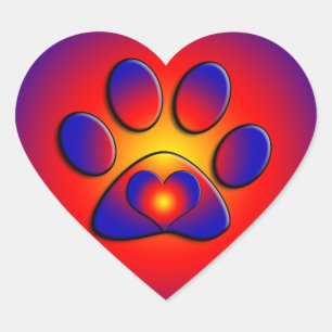 COLORFUL PAW Heart Hart Sticker