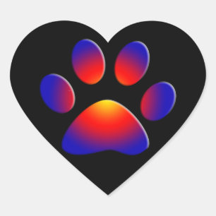 COLORFUL PAW Heart Hart Sticker