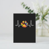 Colorful Paw Heartbeat Animals Briefkaart (Staand voorkant)