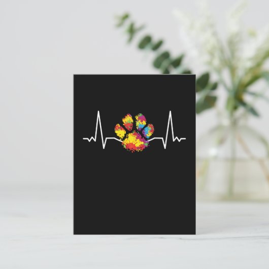 Colorful Paw Heartbeat Animals Briefkaart (Staand voorkant)