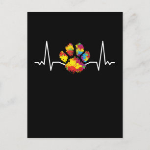Colorful Paw Heartbeat Animals Briefkaart