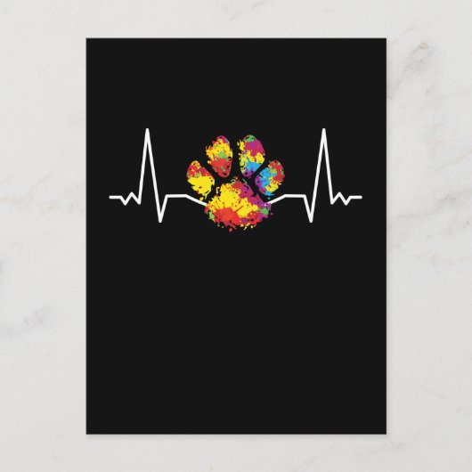 Colorful Paw Heartbeat Animals Briefkaart (Voorkant)