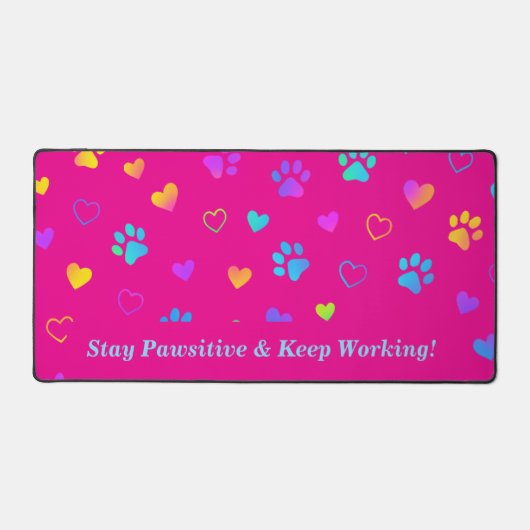 Colorful Paw Print Desk Mat (Voorkant)