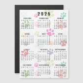 Colorful Paw Prints 2026 Calendar Magnetic Card (Voorkant / Achterkant)