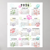 Colorful Paw Prints 2026 Wall Calendar (Voorkant)