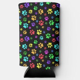 Colorful Paw Prints Design Seltzer Koelbox Seltzer Blikjeskoeler