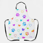 Colorful Paw Prints & Hearts Apron Schort (Voorkant)