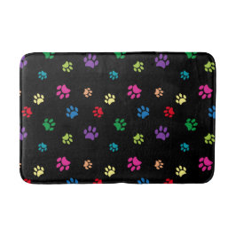 Colorful Paw Prints Patroon op zwart Badmat
